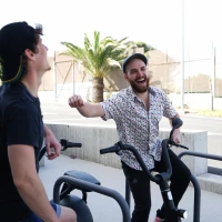 Best friend hugging and smiling together outdoors Best friend hugging and smiling together outdoors