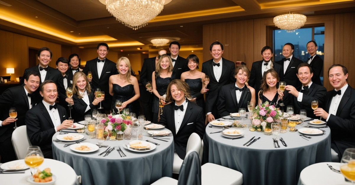 10th anniversary celebration with joyful group of eleven people.