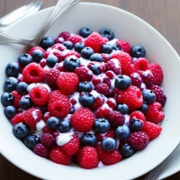 Bowl of fresh mixed berries top view Bowl of fresh mixed berries top view
