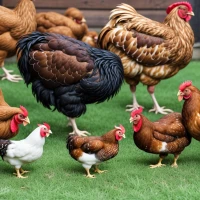Chickens pecking at cookies to explore poultry diet options. Chickens pecking at cookies to explore poultry diet options.