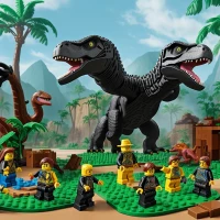 LEGO Jurassic Park anniversary sets with dinosaurs and characters.
