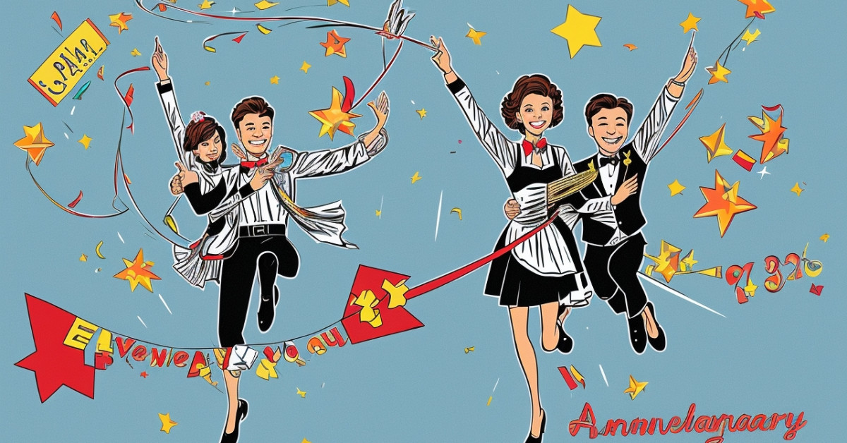 Couple anniversary clip art, heart balloons and festive decoration.