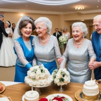 Couple celebrating 54th wedding anniversary with festive decorations. Couple celebrating 54th wedding anniversary with festive decorations.