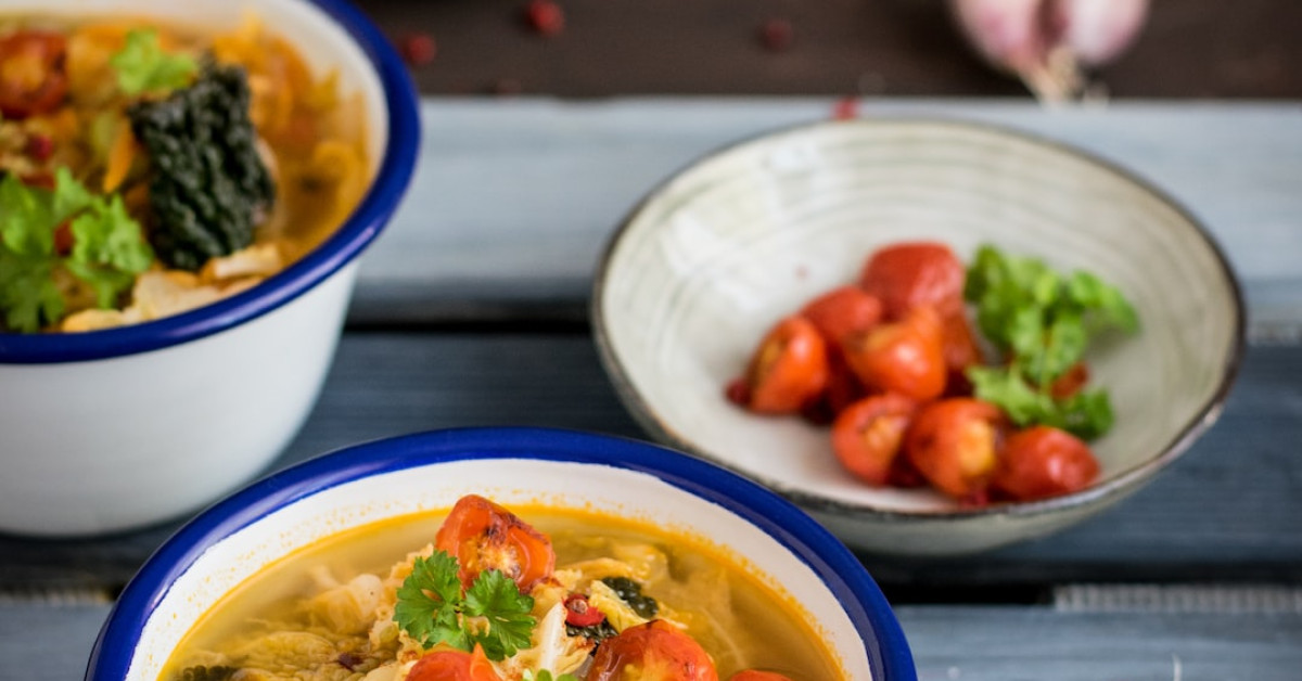 Healthy Low-Calorie Pasta Bowl with Fresh Vegetables