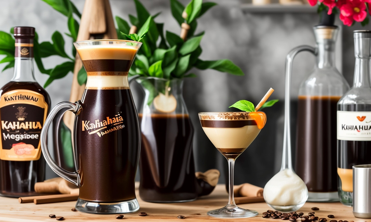 Vegan Espresso Martini without Kahlua garnished with fresh vegetables.