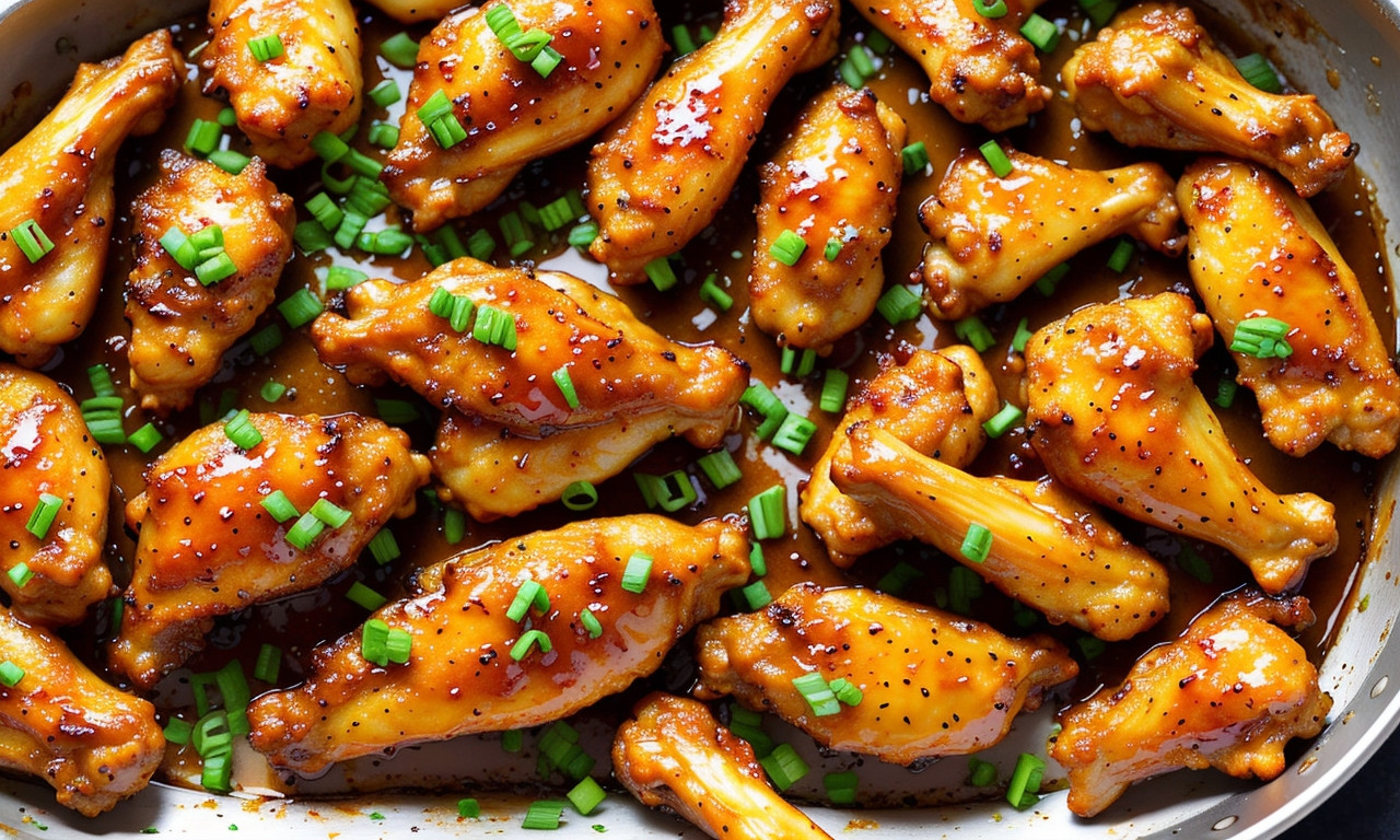 Honey lemon pepper wings on plate with garnish
