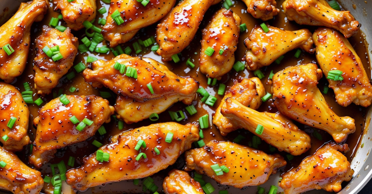 Honey lemon pepper wings on plate with garnish