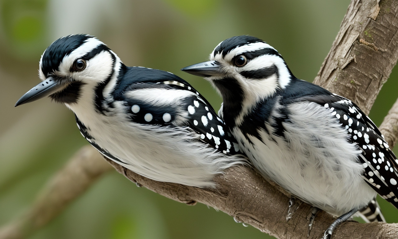 Downy and Hairy Woodpecker 20 Black and White Birds You Might See in Your Backyard