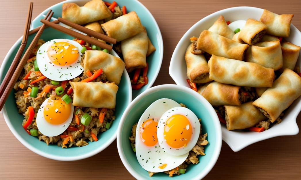 Egg roll deconstructed bowl for healthy weight loss meals.