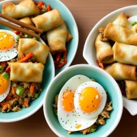 Egg roll deconstructed bowl for healthy weight loss meals.