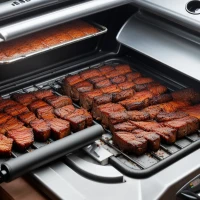 Perfectly smoked brisket in electric smoker. Perfectly smoked brisket in electric smoker.