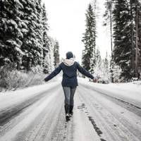 Cascade trekking poles on mountain trail for hiking support. Cascade trekking poles on mountain trail for hiking support.