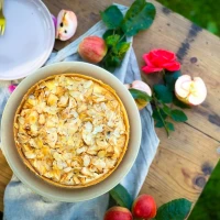 Savory shortbread pie crust with fresh vegetables on top. Savory shortbread pie crust with fresh vegetables on top.