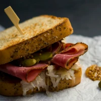 Hawaiian Ham Sliders with Vegetables on Serving Board Hawaiian Ham Sliders with Vegetables on Serving Board