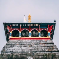 Temple trekking across spiritual mountain landscapes. Temple trekking across spiritual mountain landscapes.