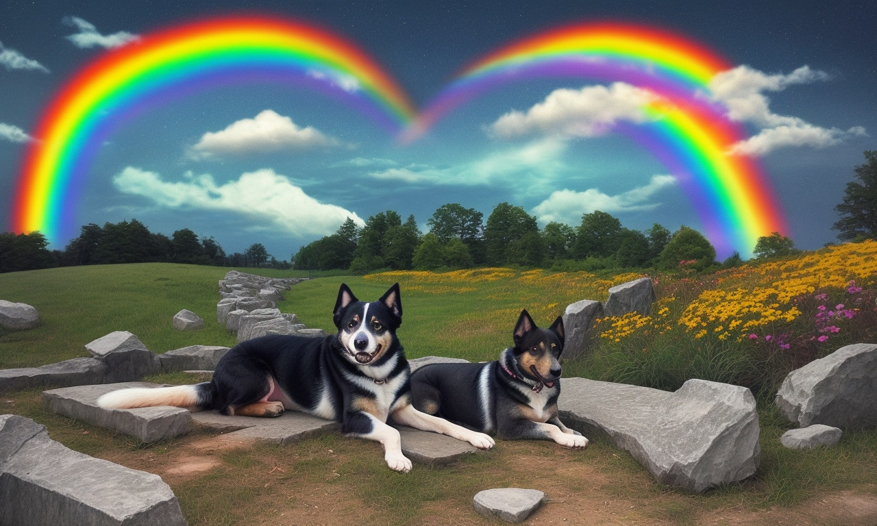 Rainbow Bridge comfort quotes for grieving a lost pet.