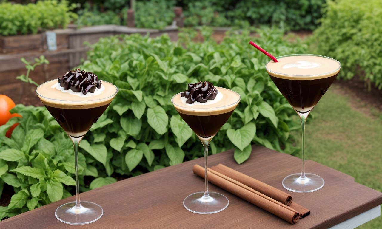 Espresso Martini Kahlua cocktail in elegant glass outdoor setting