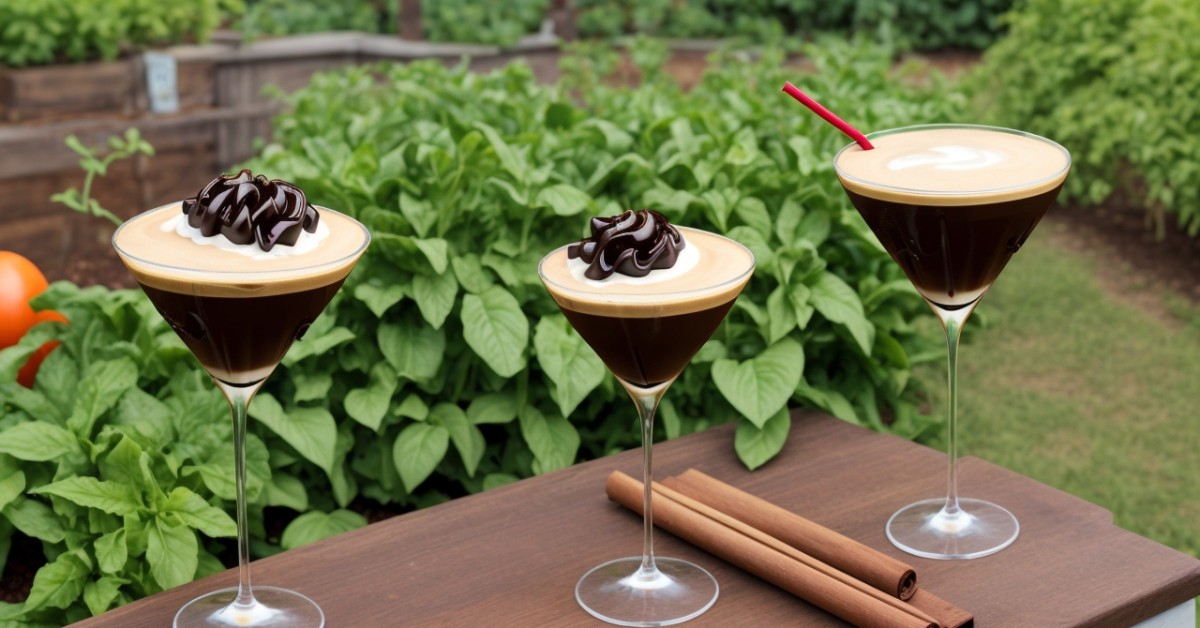 Espresso Martini Kahlua cocktail in elegant glass outdoor setting