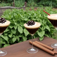 Espresso Martini Kahlua cocktail in elegant glass outdoor setting Espresso Martini Kahlua cocktail in elegant glass outdoor setting