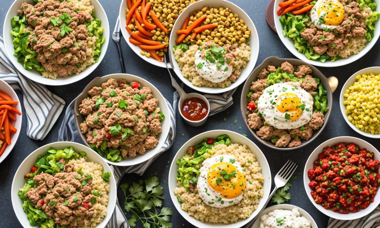 Healthy ground turkey vegetable bowl for nutritious comfort food.