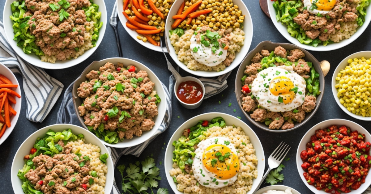 Healthy ground turkey vegetable bowl for nutritious comfort food.