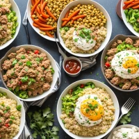 Healthy ground turkey vegetable bowl for nutritious comfort food. Healthy ground turkey vegetable bowl for nutritious comfort food.