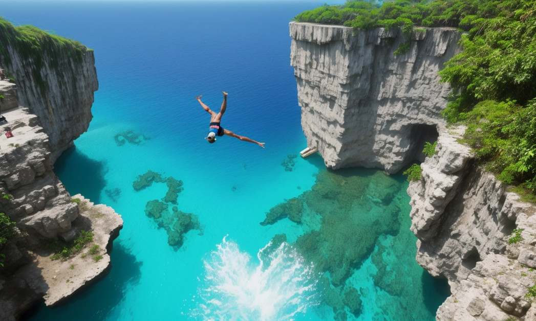 Cliff diving in Jamaica, exciting tropical adventure