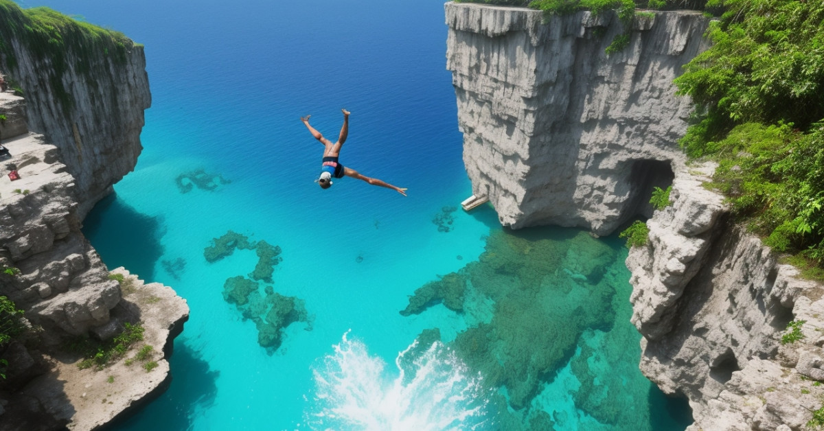 Cliff diving in Jamaica, exciting tropical adventure