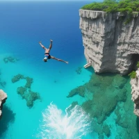 Cliff diving in Jamaica, exciting tropical adventure Cliff diving in Jamaica, exciting tropical adventure