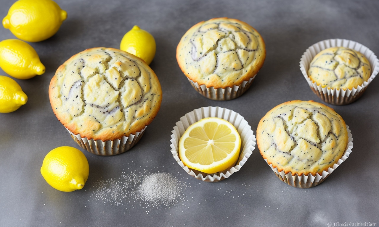 Lemon poppy seed muffins on white plate