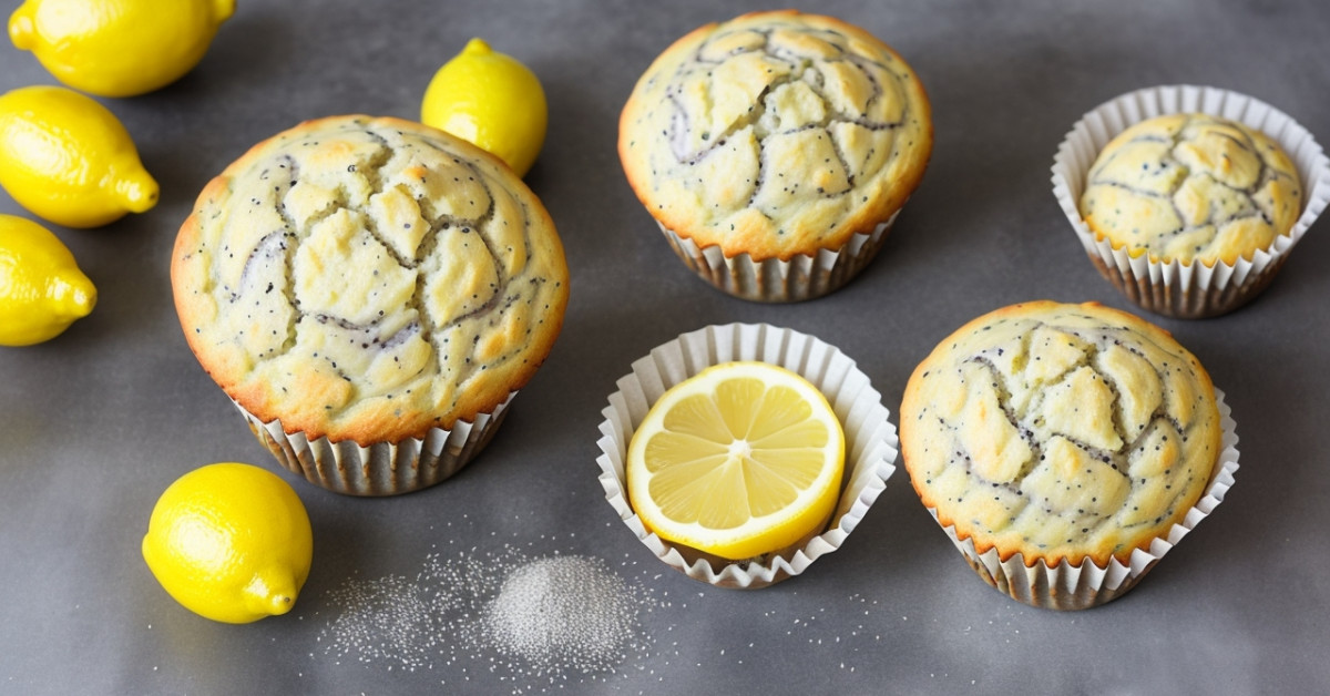 Lemon poppy seed muffins on white plate