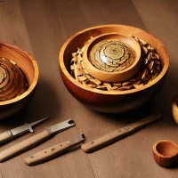 Handcrafted wooden bowl for culinary presentation. Handcrafted wooden bowl for culinary presentation.