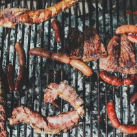 Perfectly grilled brisket on a gas barbecue grill Perfectly grilled brisket on a gas barbecue grill