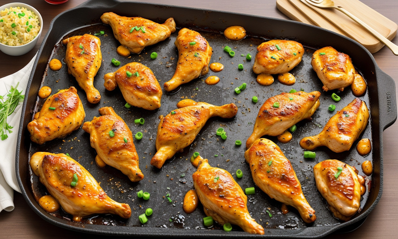 Midnight Majesty Chicken dish garnished with herbs on plate.