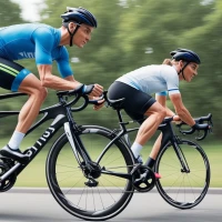Cyclist achieving fitness through pedal power on a scenic route. Cyclist achieving fitness through pedal power on a scenic route.