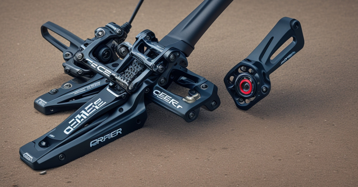 Race Face Chester bike pedals for grip and durability.
