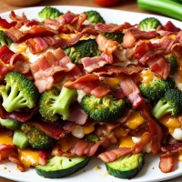 Luxury bacon veggie dish presentation on fine dining plate. Luxury bacon veggie dish presentation on fine dining plate.