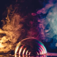 Brisket with smoky vegetable infusion on wooden board Brisket with smoky vegetable infusion on wooden board