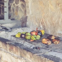 Grilled pork loin and vegetables on barbecue for perfect dinner. Grilled pork loin and vegetables on barbecue for perfect dinner.