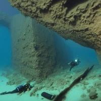 Sunken ship explored by divers in Paria catastrophe. Sunken ship explored by divers in Paria catastrophe.