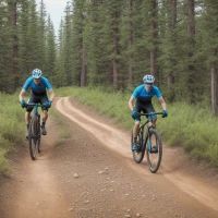Gravel bikes on rugged canyon trail for extreme cycling. Gravel bikes on rugged canyon trail for extreme cycling.