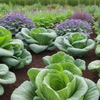 Cabbage garden with beneficial companion plants. Cabbage garden with beneficial companion plants.