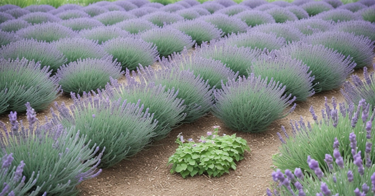 Lavender garden with companion plants flourishing
