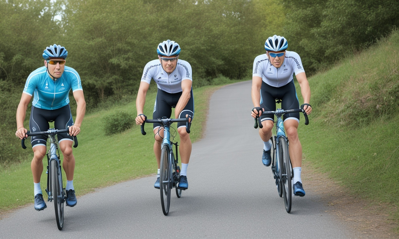 Cyclist checking fitness tracker for step count conversion.