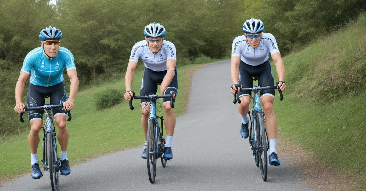 Cyclist checking fitness tracker for step count conversion.