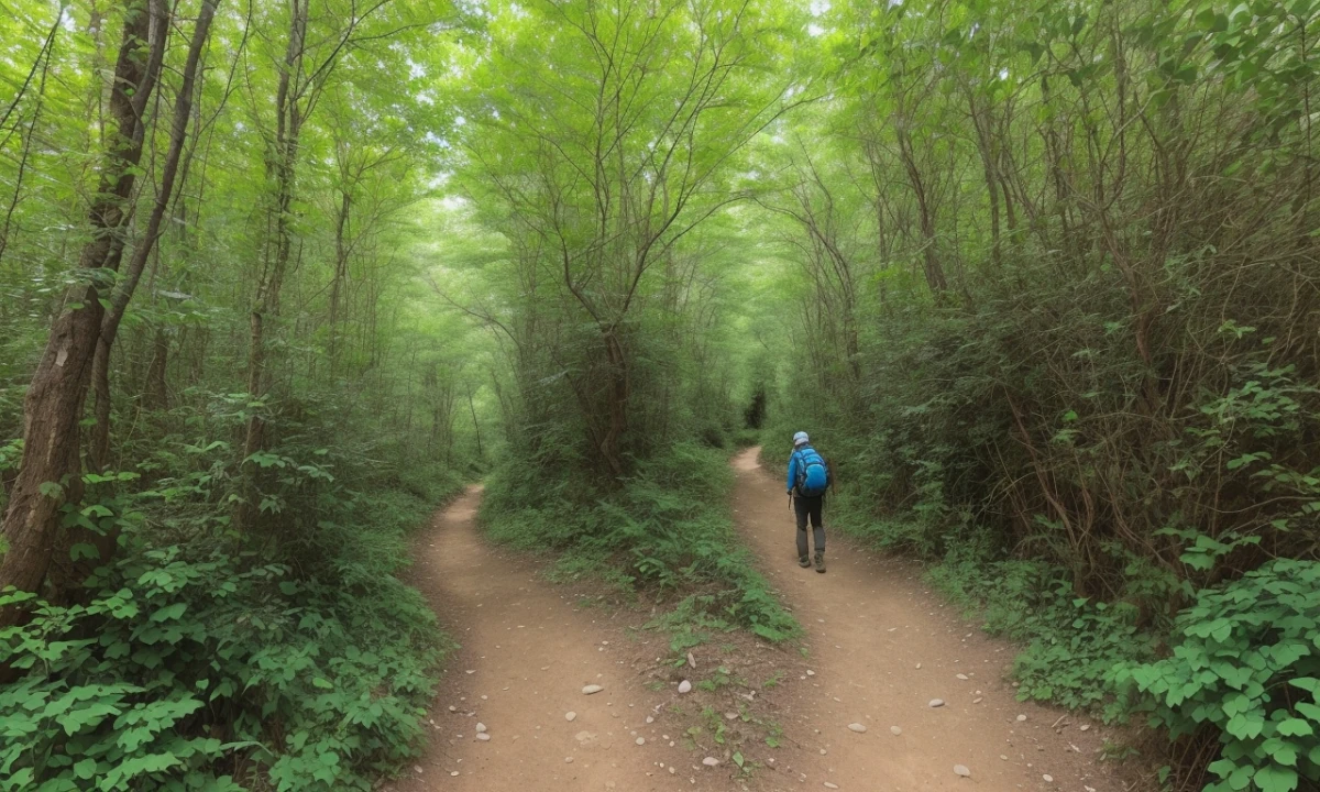 Puzzle-themed hiking trails through scenic landscapes.