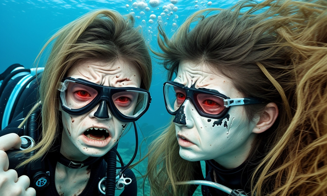 Split face diving accident analysis illustration.