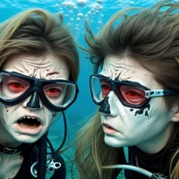 Split face diving accident analysis illustration. Split face diving accident analysis illustration.