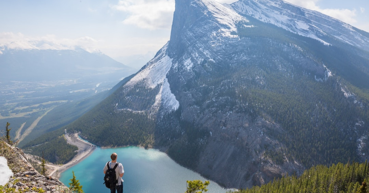 Sturdy Walmart hiking boots on a rocky trail